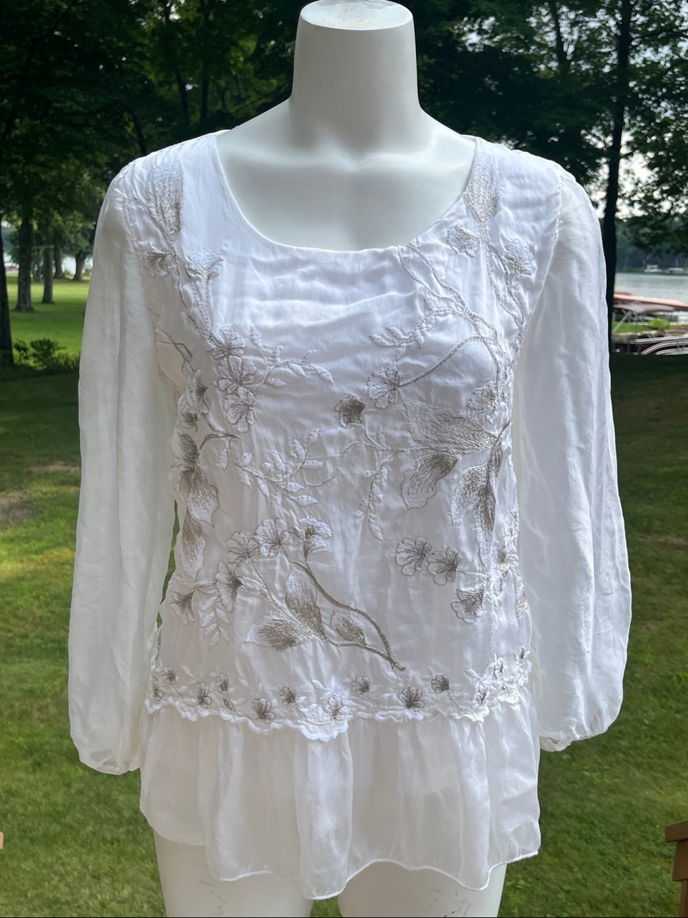 Vintage Y2K Elena Baldi Italian silk boho blouse M